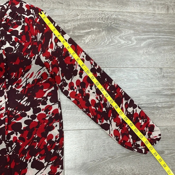 NWOT J. Crew Dark Poppy Printed Tie Neck Long Sleeve Blouse S - Picture 9 of 16
